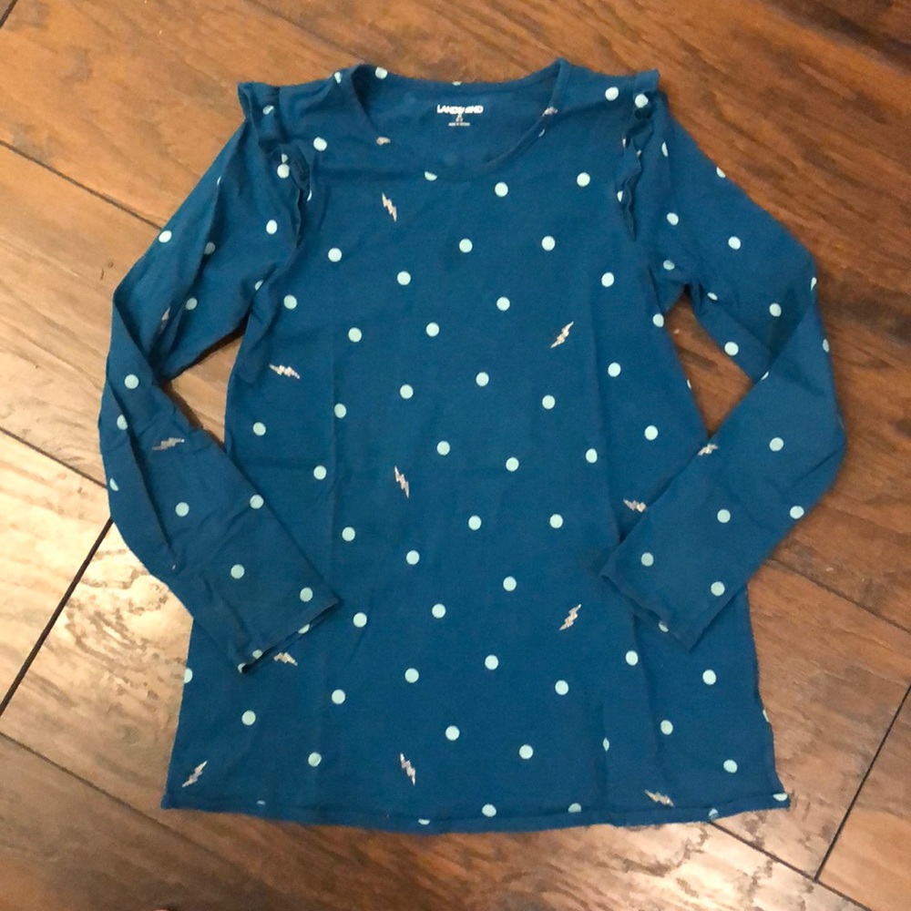 GUC Lands’ End ruffle shoulder tunic top